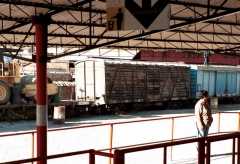 Freight cars in the Cusco station. 